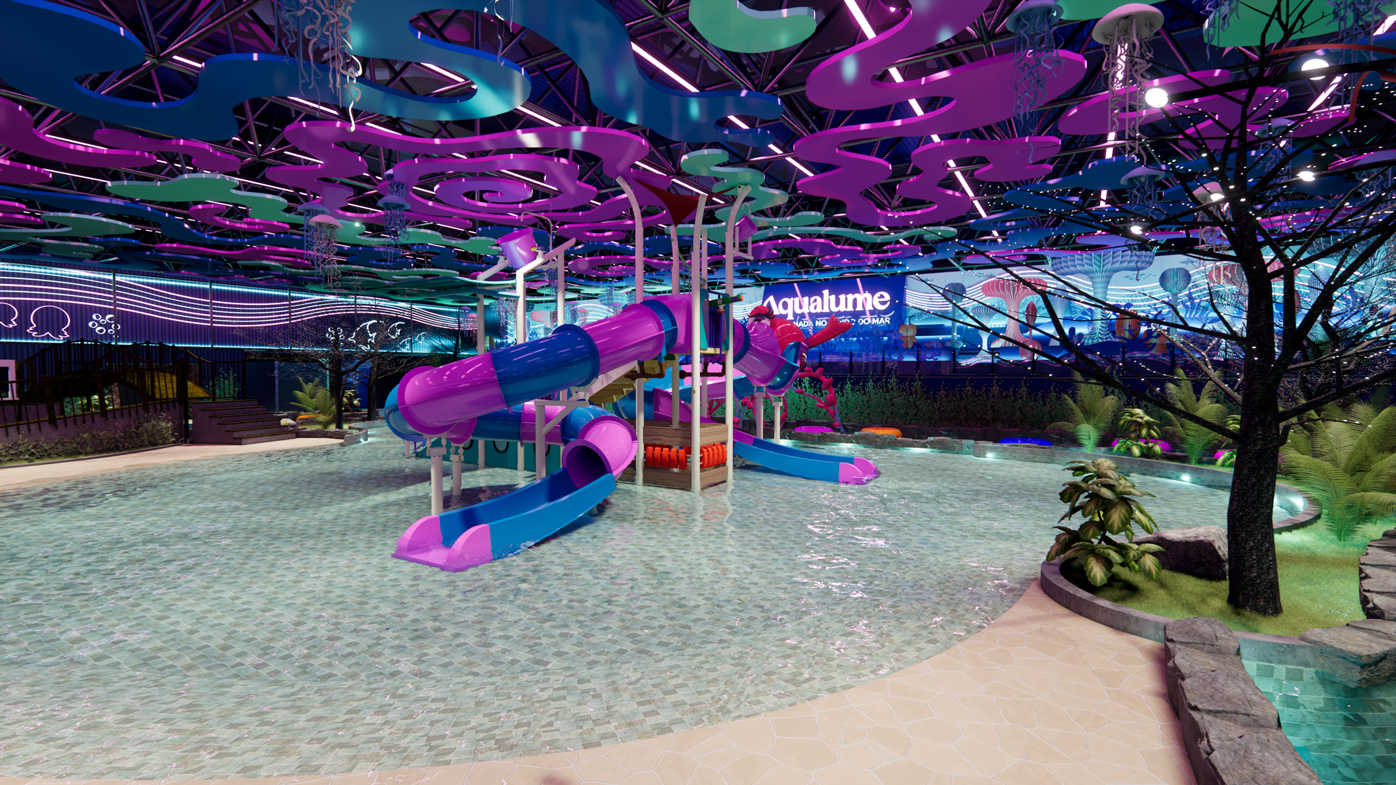 Aqualume, nova área indoor do Thermas da Mata, promete imersão completa em mundo de fantasia subaquática